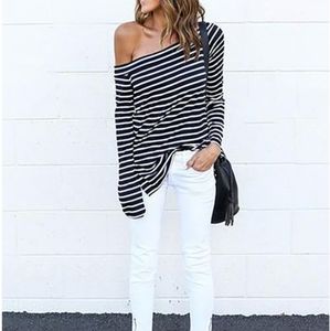Black and white off the shoulder top